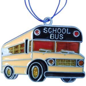 School Bus Christmas Glass Ornaments